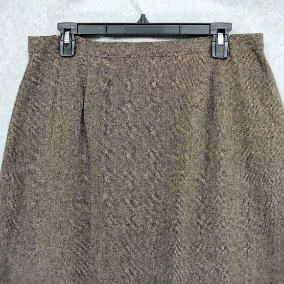 VTG Sag Harbor Skirt Womens Size 14 Brown Wool Blend Fringe Tweed Embroidered - Picture 2 of 10